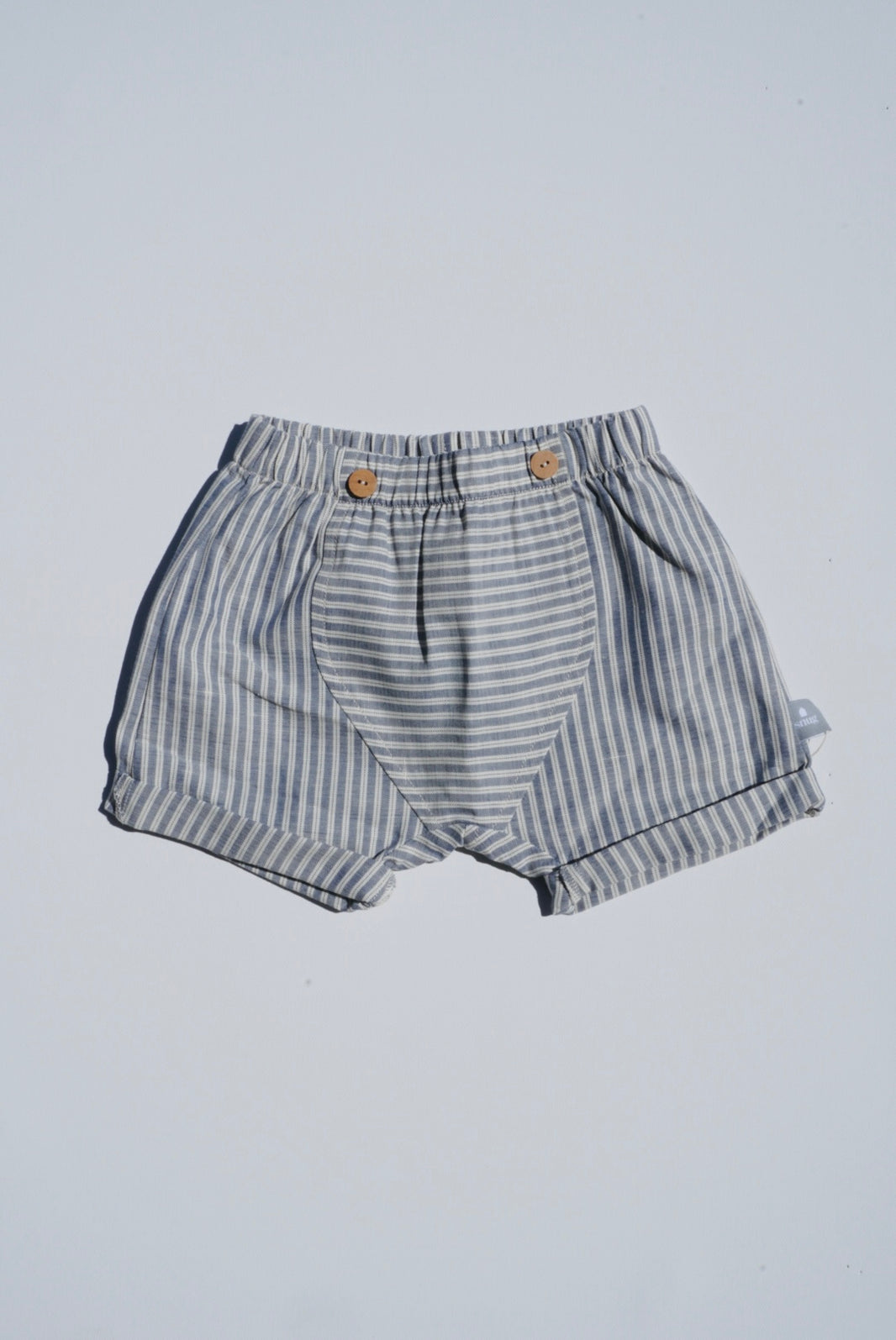 Linen Pull-Up Shorts in Striped Fabric