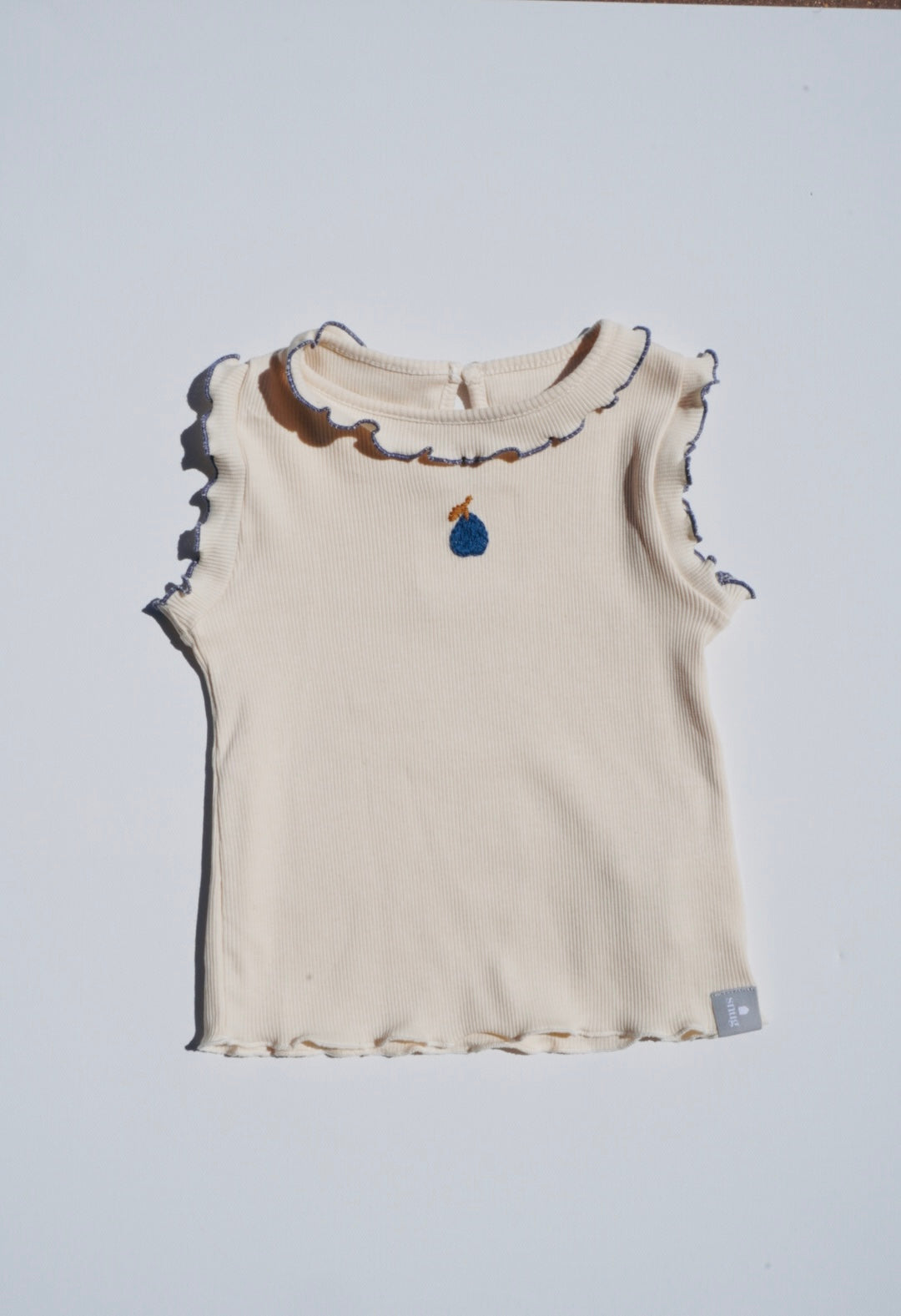 Ribbed Jersey Embroidered Blueberry Singlet
