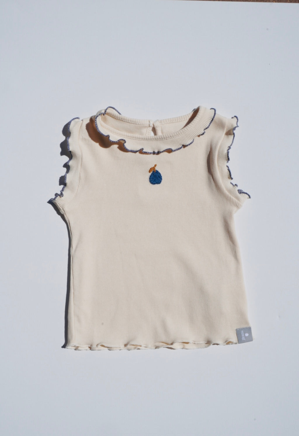 Ribbed Jersey Embroidered Blueberry Singlet