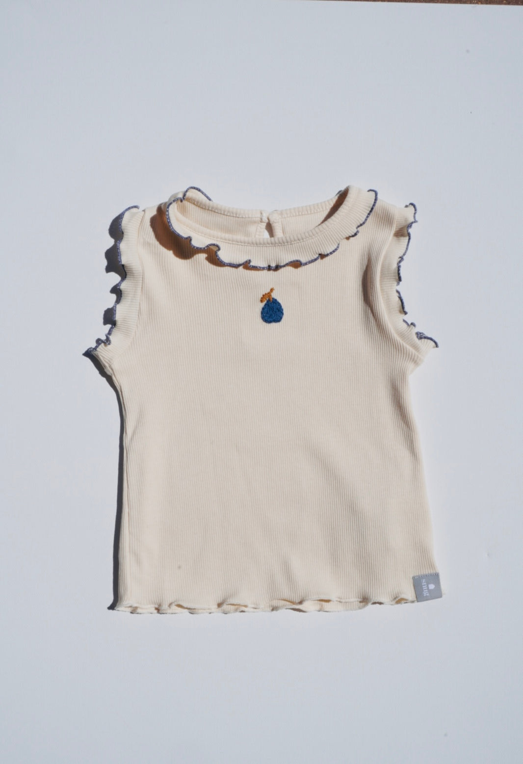 Ribbed Jersey Embroidered Blueberry Singlet