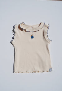 Ribbed Jersey Embroidered Blueberry Singlet