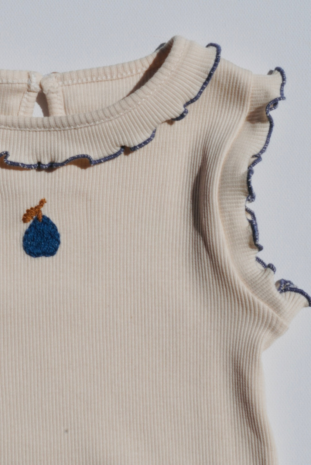 Ribbed Jersey Embroidered Blueberry Singlet