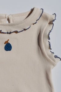 Ribbed Jersey Embroidered Blueberry Singlet