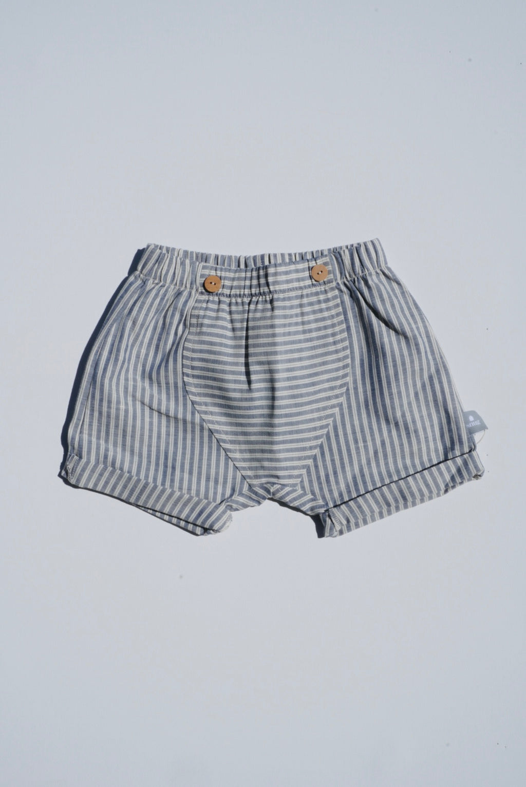 Linen Pull-Up Shorts in Striped Fabric
