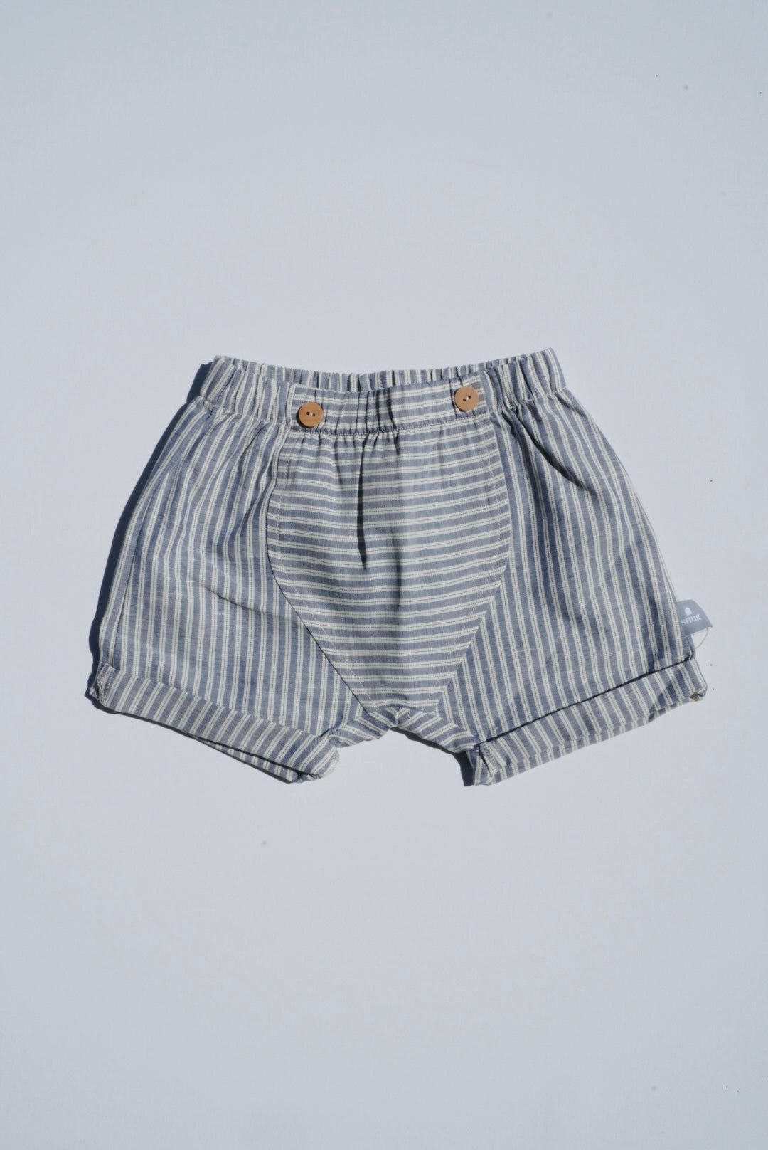 Linen Pull-Up Shorts in Striped Fabric