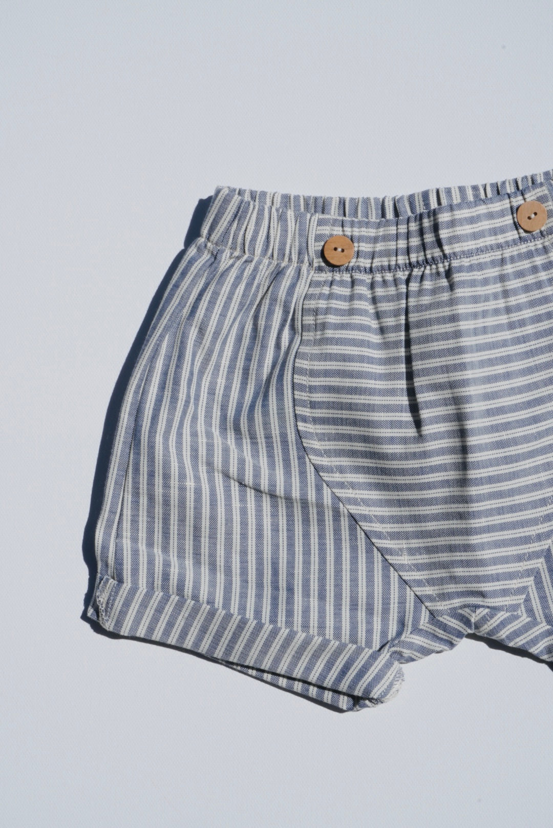 Linen Pull-Up Shorts in Striped Fabric