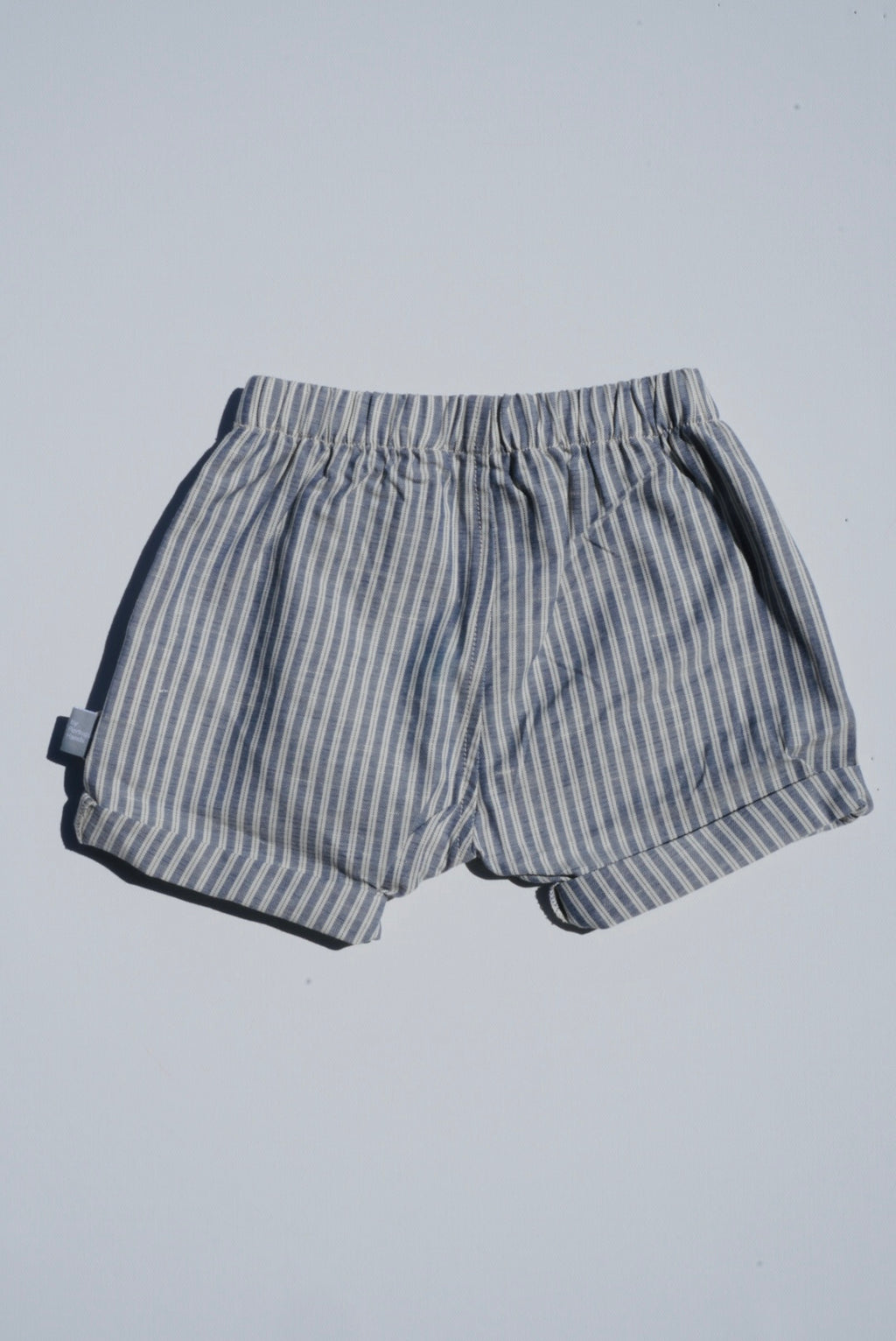Linen Pull-Up Shorts in Striped Fabric