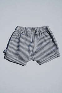 Linen Pull-Up Shorts in Striped Fabric