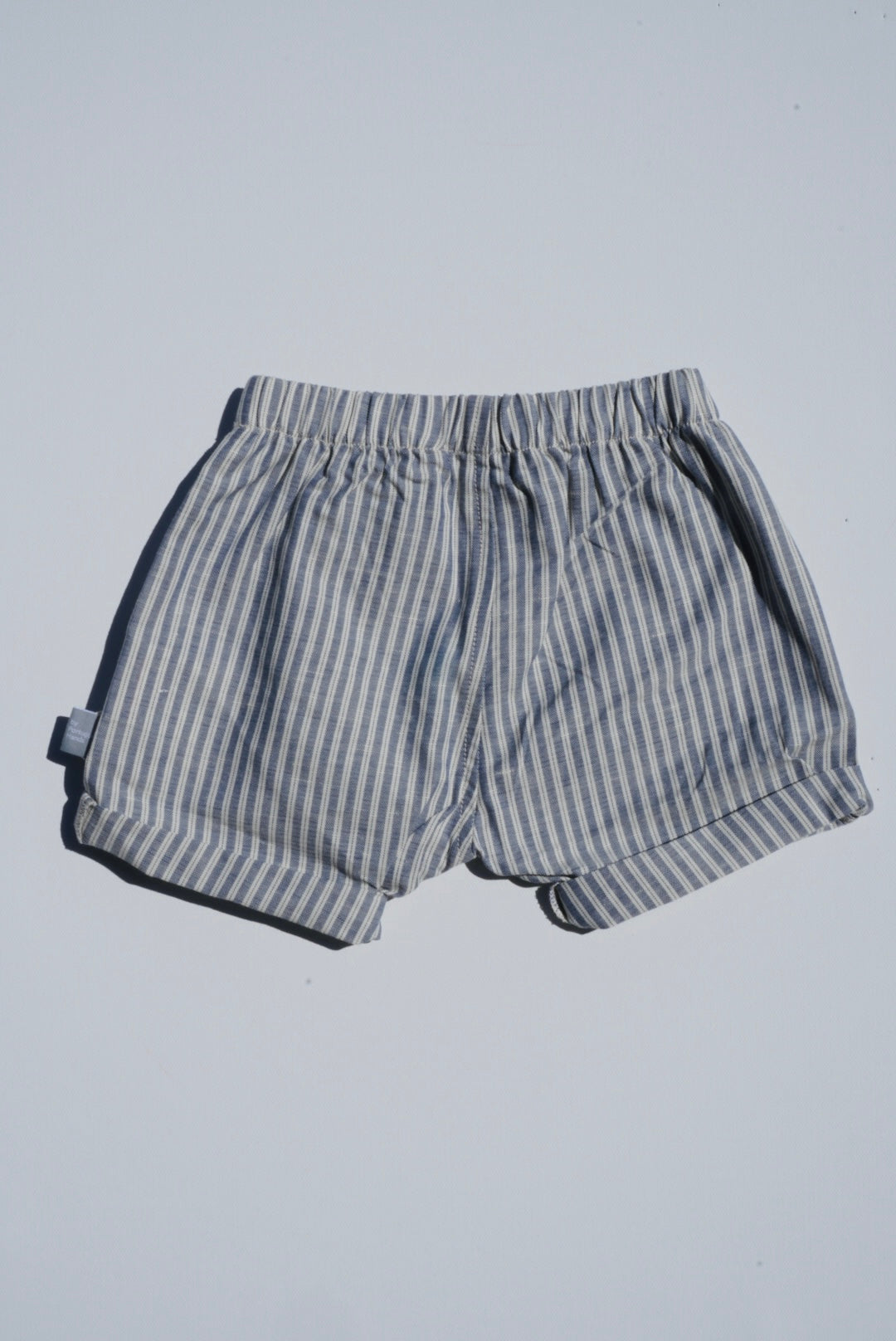 Linen Pull-Up Shorts in Striped Fabric